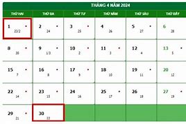 Lịch Vạn Niên Tháng 4 Năm 2024 Dương Lịch